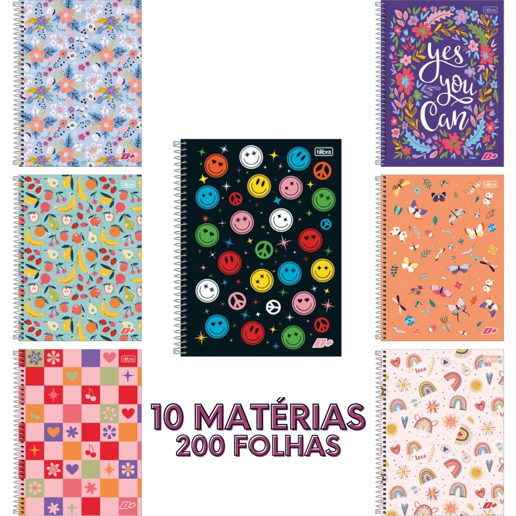 Caderno Matérias Feminino Espiral Capa Dura Universitário D Folhas Tilibra Shopee Brasil