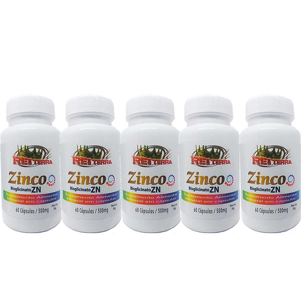 6x Zinco Quelato Regula Sistema Imune 60 Caps 500mg