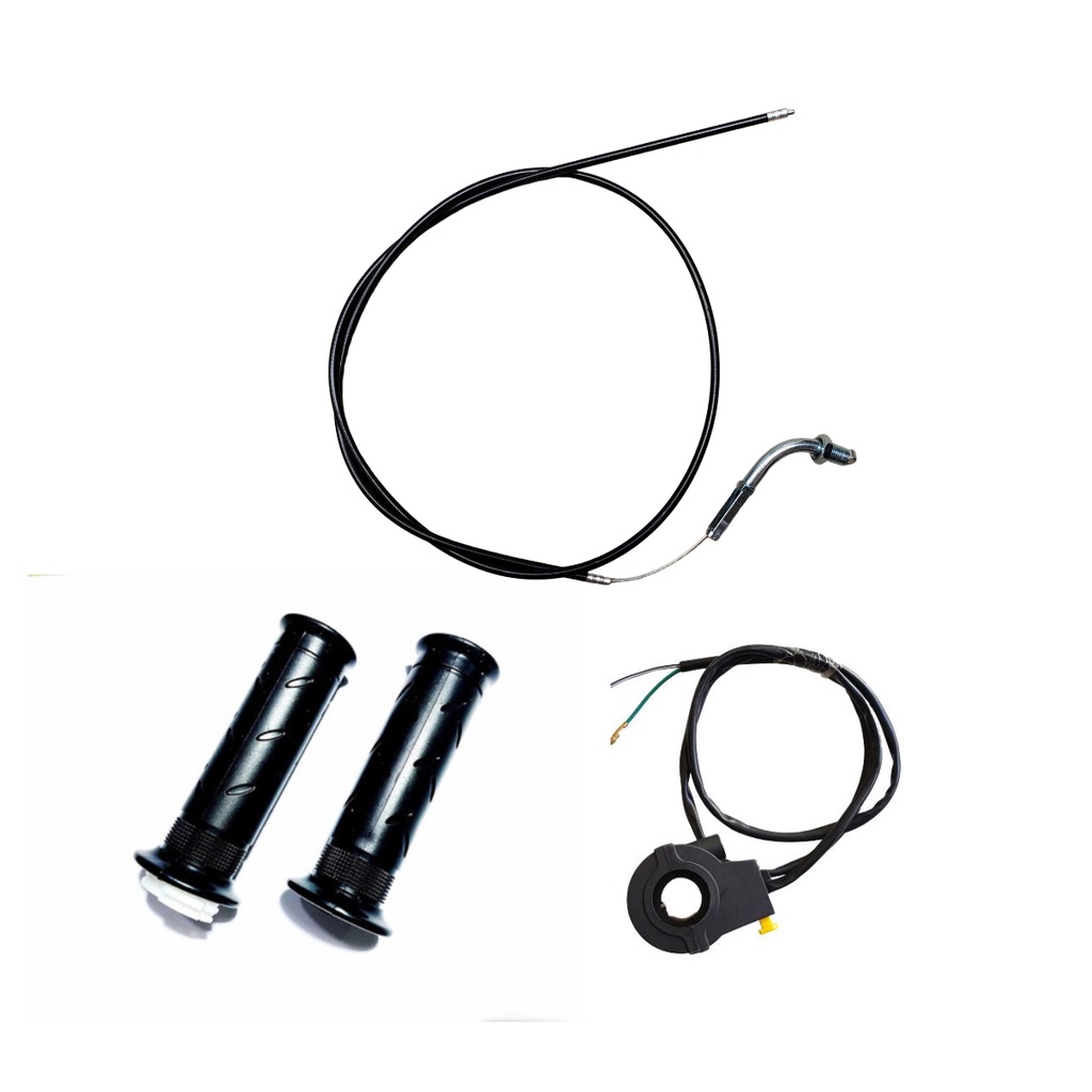 Kit Manopla Roldana + Botão Liga/Desliga + Cabo Acelerador para Bicicleta Motorizada