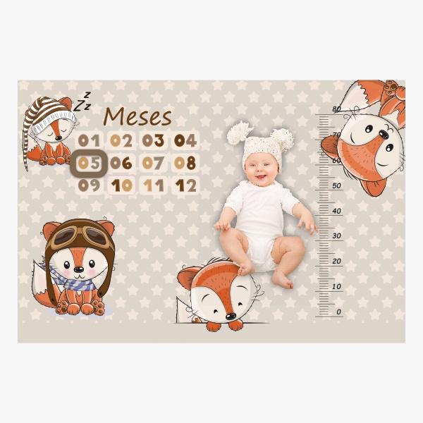 Cenário para Fotos Mesversario Bebê Menino Little Fox