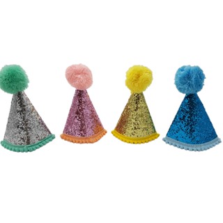 Chapéu Aniversário Cachorro/Gato Com Brilho e pompom Festa