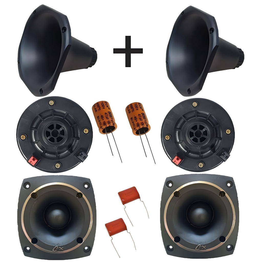 Kit 2 Driver Compet + 2 Bocal Curto + 2 Tweeter 150wts 8 Ohms + Capacitor em Oferta na Shopee