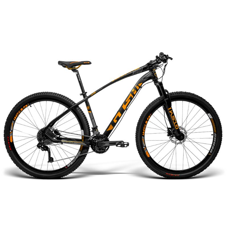 BICICLETA GTS ARO 29 FREIO A DISCO HIDRÁULICO CÂMBIOS GTSM1 RX10 30 MARCHAS E SUSPENSÃO LARANJA