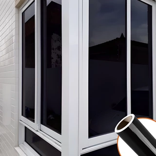 Película Adesiva Vinílico Preto Blecaute Bloqueia Luz Solar Vidros Janela Box Impermeável