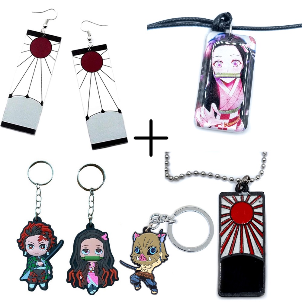Kit Demon Slayer - Cosplay Demon Slayer - Brinco Tanjiro - Colar ...