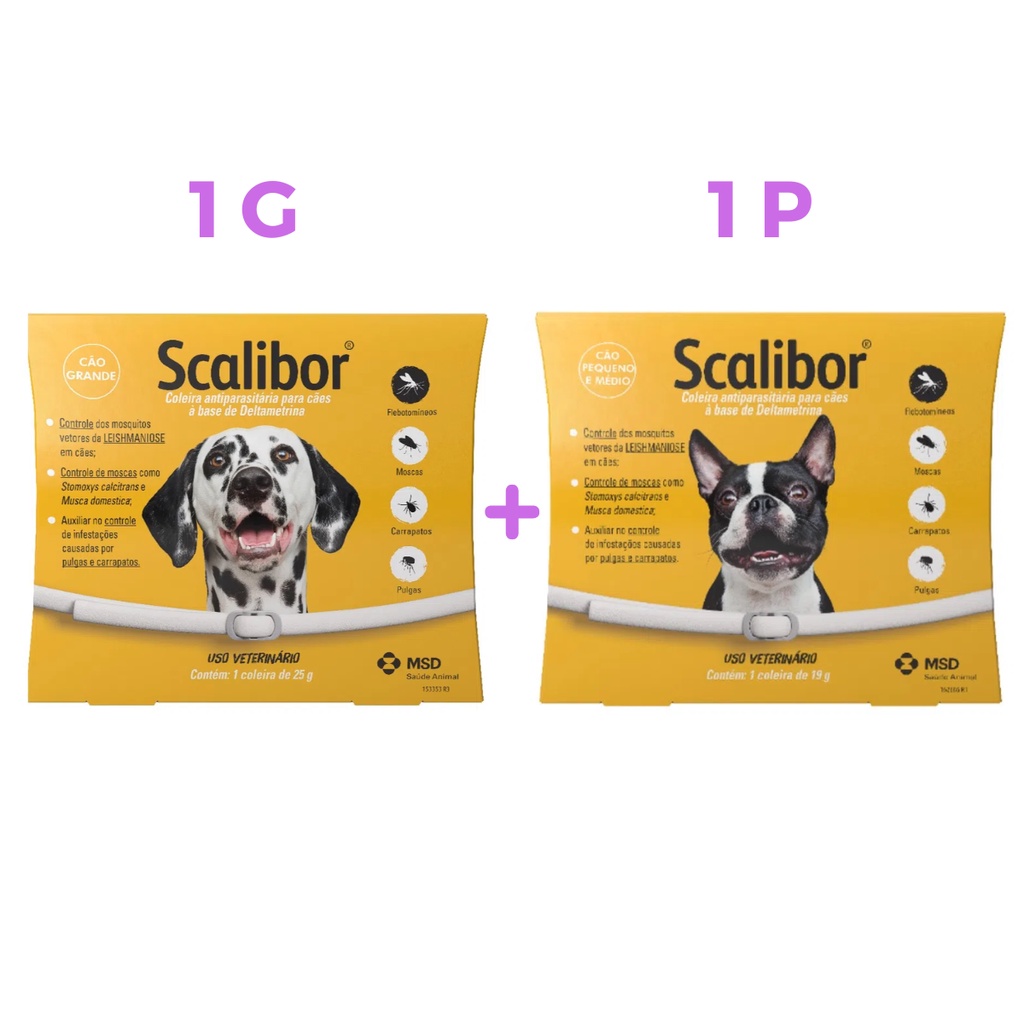 2 Coleira Scalibor P e G Leishmaniose Antipulgas MSD Cães Cachorros em Oferta na Shopee