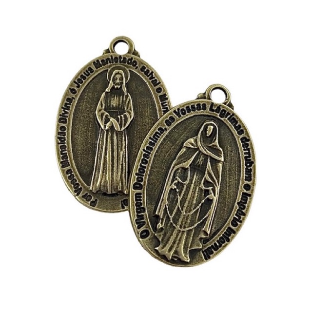 Pingente Medalha Nsa das Lágrimas e Jesus Manietado - 50 unidades
