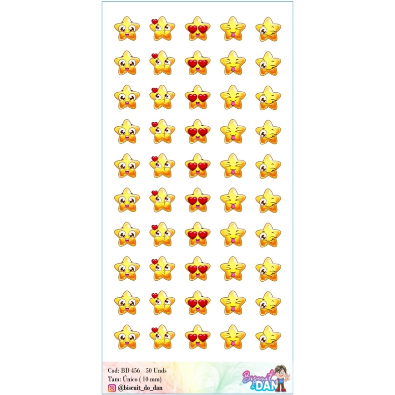 ADESIVO RESINADO ESTRELINHAS EMOJI - BD456