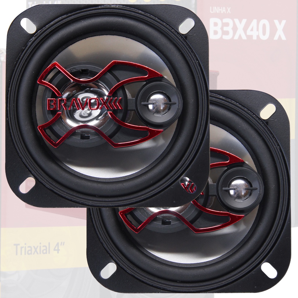 Par de Alto Falante Bravox B3X40X 4" Polegadas Triaxial 80Watts RMS 4 Ohms