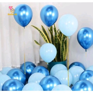 Kit 75 Balão Bexiga 7 Polegadas AZUL CLARO + AZUL Cromado 5 Polegadas Metalizado em Oferta na Shopee