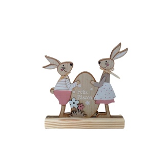 Casal Coelho Decorativo de Páscoa - Enfeite de Mesa - Modelo Feliz Páscoa em Oferta na Shopee