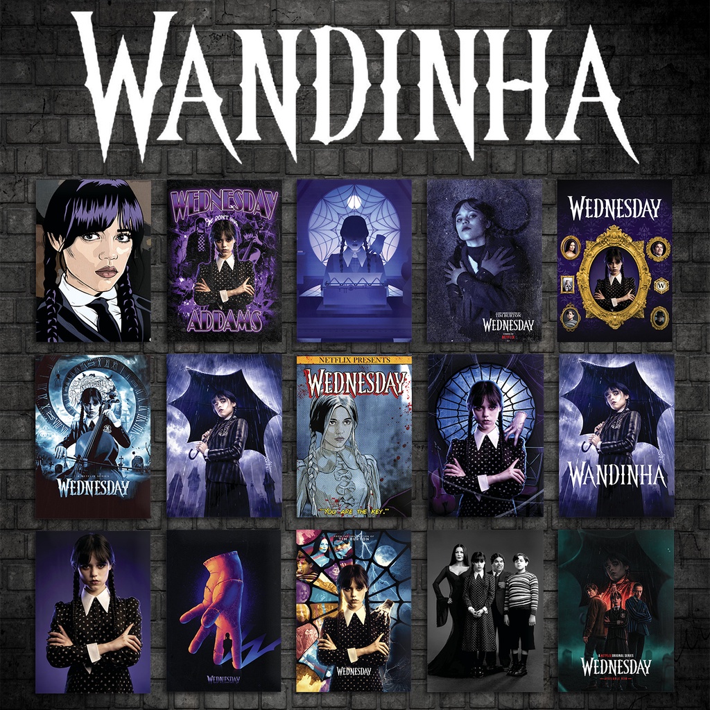 Quadro decorativo Wandinha série familia adams flix wednesday placa decorativa série wandinha em MDF