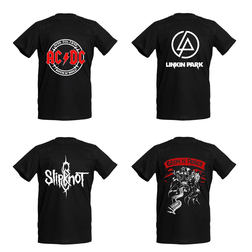 Camisetas Bandas de Rock Linkin Park, Ramones, Slipknot, ACDC, Coldplay, Creed, Greenday, Guns N' Roses, Bon Jovi