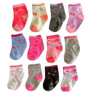 Kit 6 , 3 pares de meias  para bebe recém nascidos e  Menina e Menina com antiderrapante