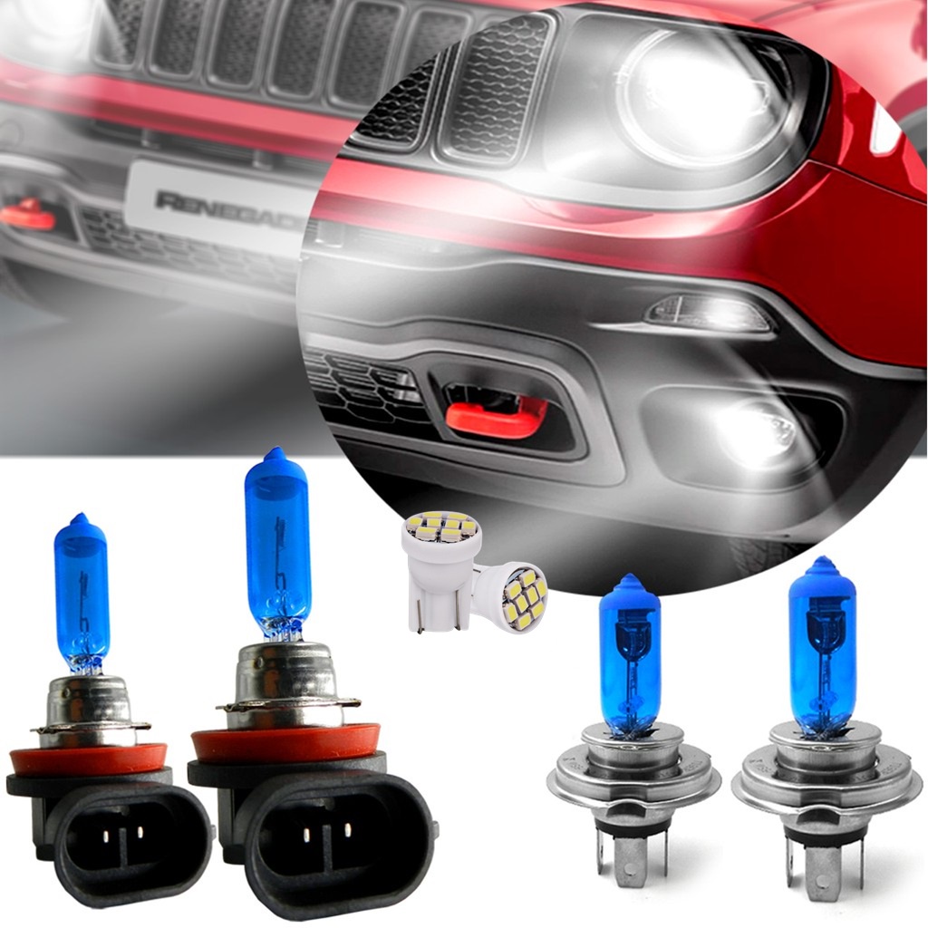 Kit Lâmpadas Super Branca Jeep Renegade H4 H11 Led T10 - 6 Peças em Oferta na Shopee