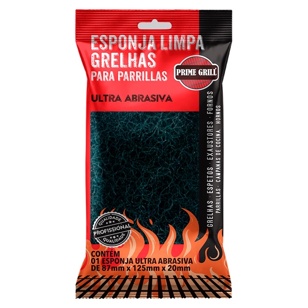 Esponja Prime Grill Ultra Abrasiva Limpa Grelhas e Churrasqueiras