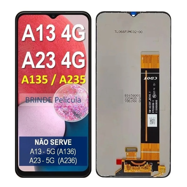 Tela Frontal Touch Display A13 A135 4G A23 A235 4G Sem Aro