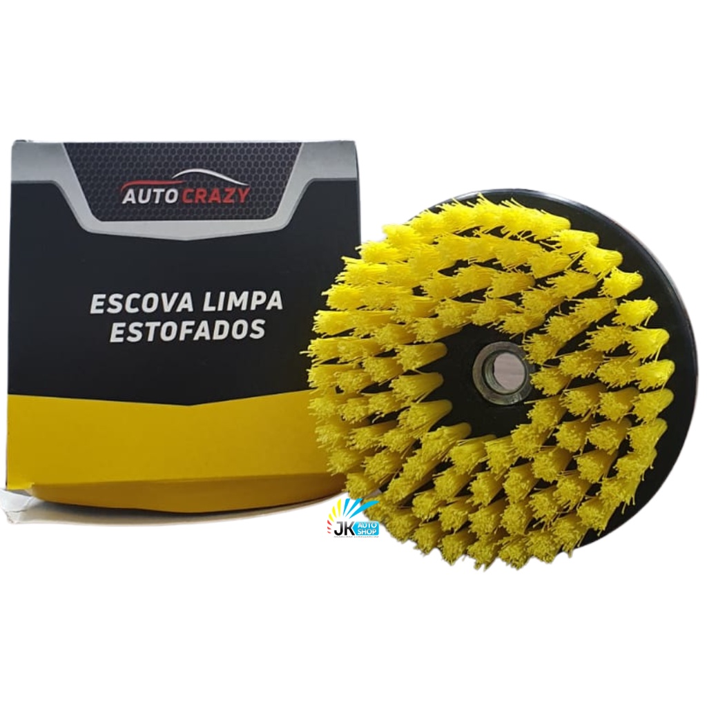 Escova Rotativa Média Amarela 120mm Para Limpeza de Estofados Auto Crazy