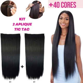 Kit 2 Apliques Tic Tac Extensão De Cabelo Idêntico Ao Humano Volume Natural E Macio