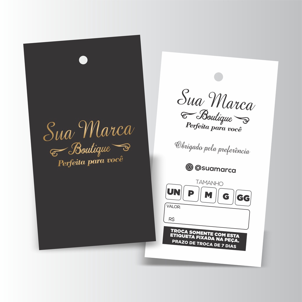 Etiquetas tags personalizadas roupas - 1000 un em Oferta na Shopee