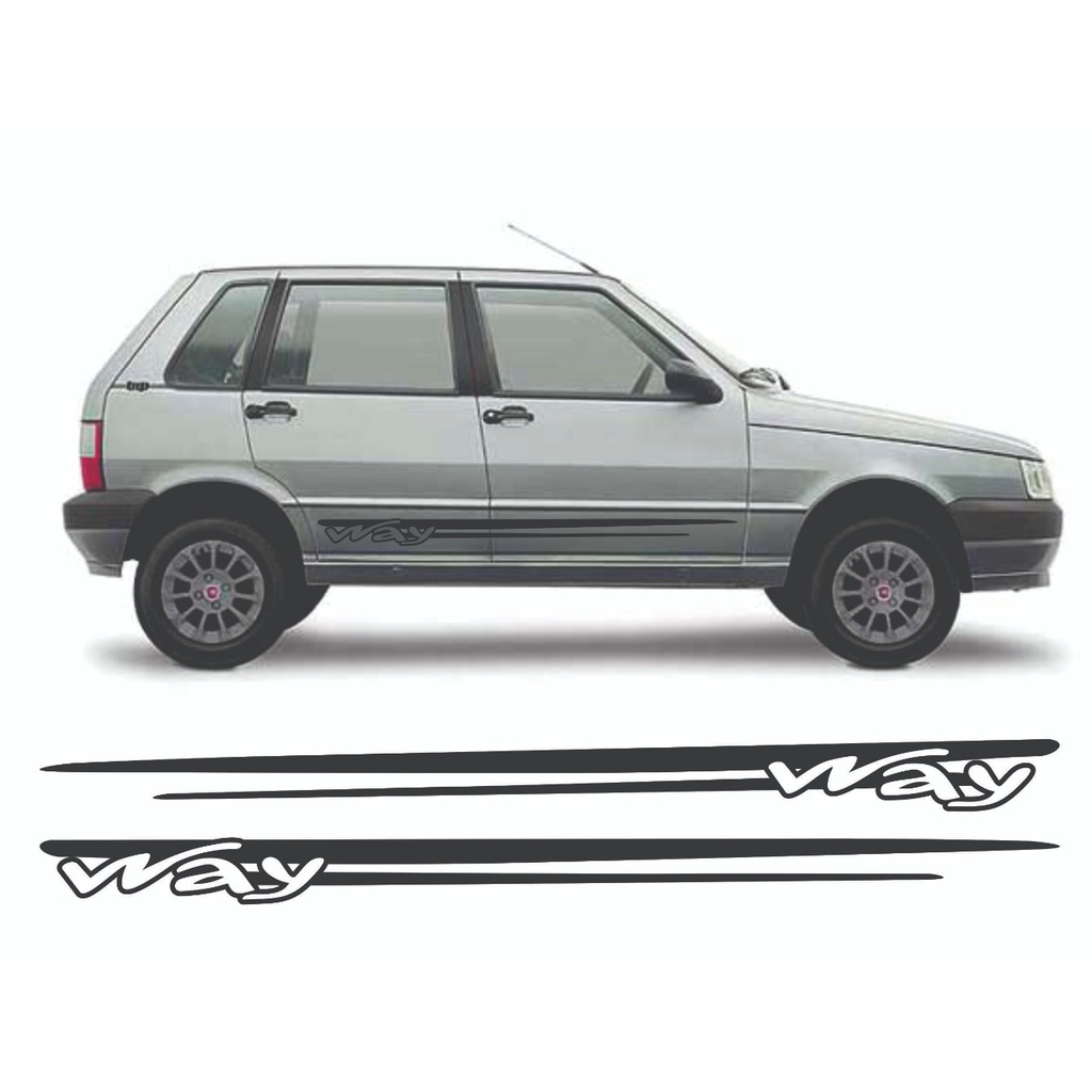 Par De Adesivo Lateral Portas Faixa Fiat Uno Way 2009 2010