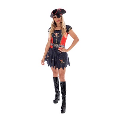 Fantasia De Pirata Sexy, piratinha, caribe com Chapeu,kit 4pç , Carnaval , Festa a Fantasia
