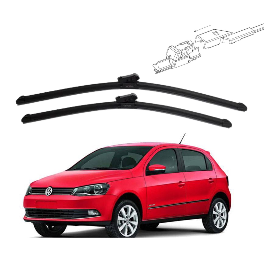 Par Palheta Limpador Parabrisa De Silicone VW Gol G6 Encaixe T2 em Oferta na Shopee