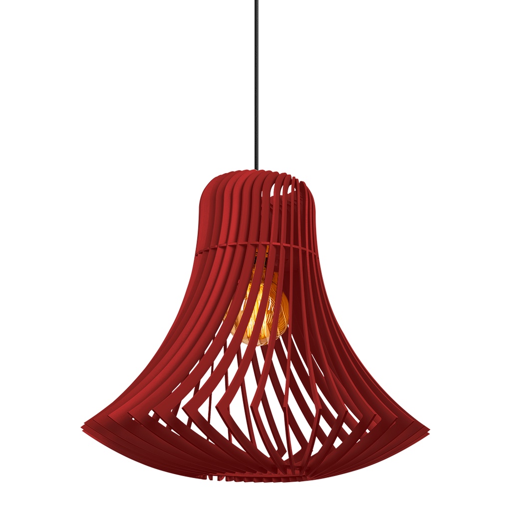 Pendente Uruguai Vermelho, Luminária, Lustre de Madeira MDF, Amarelo, Vermelho, Preto, Azul, Marrom, Rosa e Branco, Iluminação Para Sala, Quarto, Cozinha e Escritório, Formato de Sino, Cores Vibrantes, Promoção, Desconto.