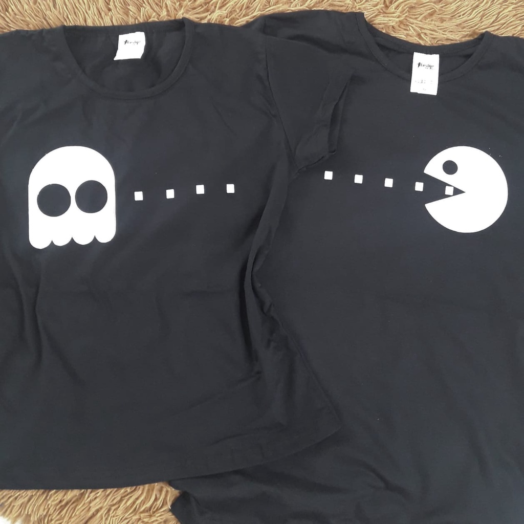 kit 2 Camisetas Casal Pac-Man Camisetas Casal Pacman