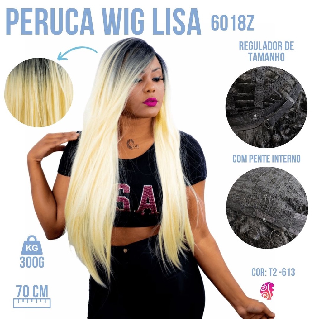 Peruca Orgânica Lisa Sem Franja - Fibra Futura - Longa Natural +Wig Cap