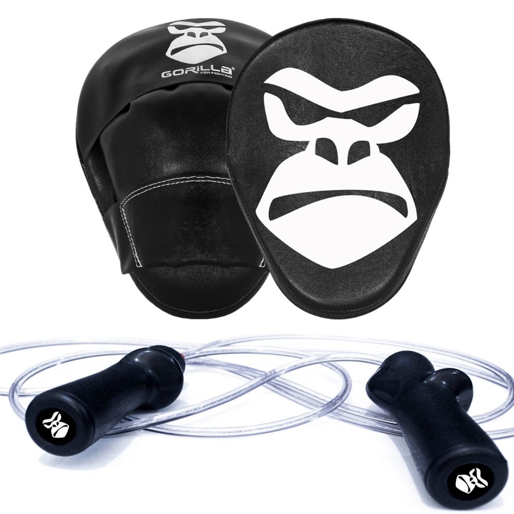 Manopla De Foco Soco + Corda De Pular Profissional Kit Boxe Muay Thai  Crossfit Funcional Gorilla