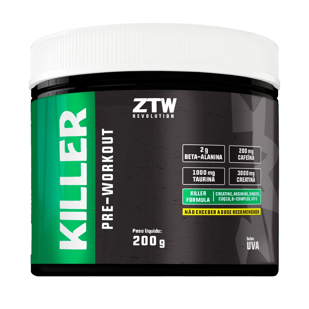 KILLER - Pré Treino c/ Creatina, Taurina, Arginina, Beta Alanina - 200g - ZTW Revolution