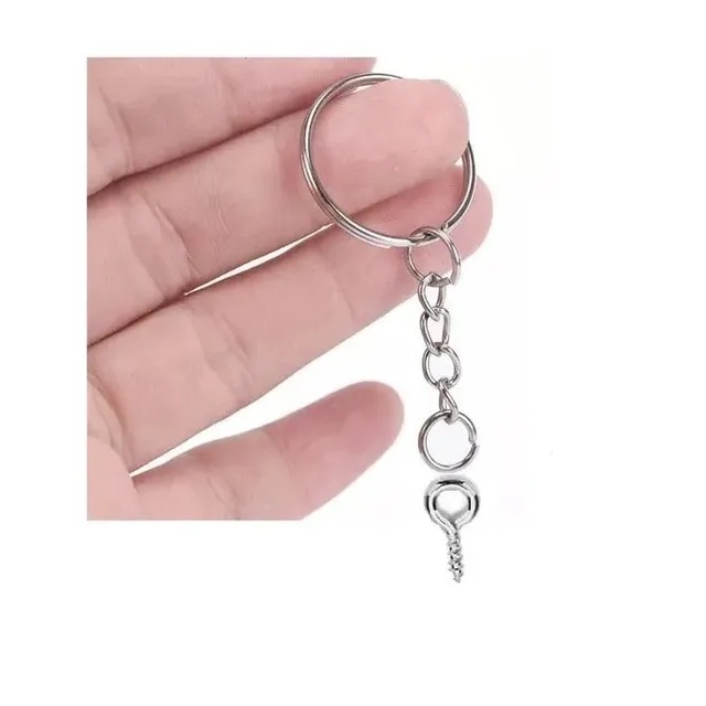 Argola Para Chaveiro Com Corrente - 28mm + Elo 8mm + Mini Pitão - Niquel em Oferta na Shopee