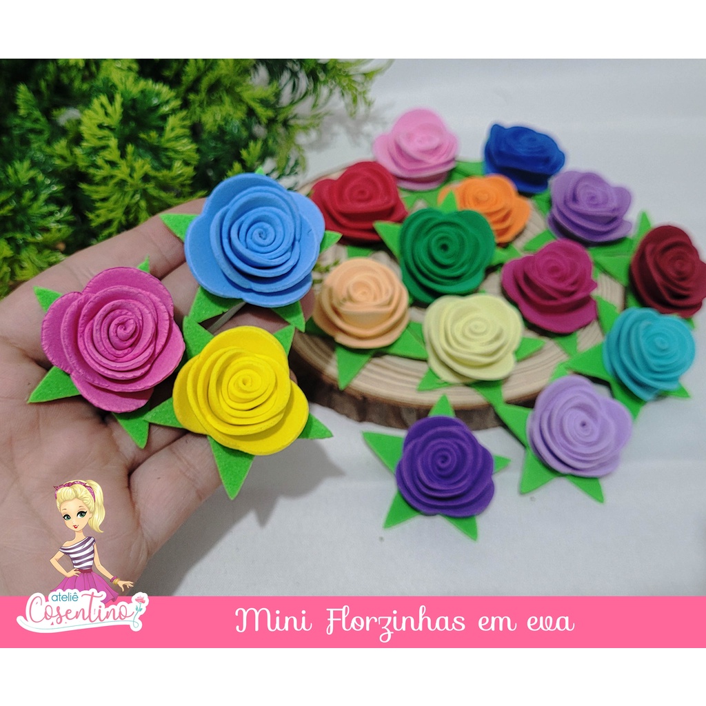 50 Mini Florzinhas em eva - Artesanato Lembrancinha Festa Casamento Decoração Aniversário Patchwork