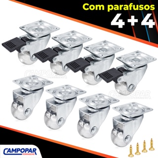 Kit 8 Rodízios Rodinhas Para Móveis 35mm 4 Com Trava E 4 Sem Trava em Oferta na Shopee