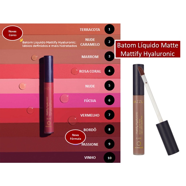 Batom Líquido Mattify Hyaluronic 6ml Matte Dazzle Hinode - Escolha O Seu