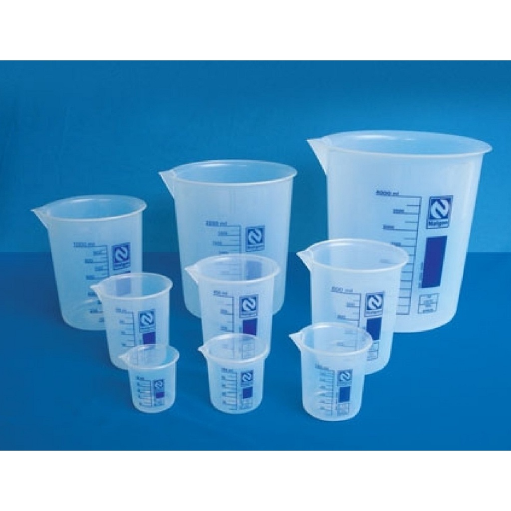 Kit 5 Un Copos Becker De 50ml A 1000ml, Graduados, em Polipropileno Atóxico (PP), Marca Nalgon