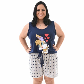Baby Doll Plus Size Pijama Feminino Camiseta Cós Alto Personagens em Oferta na Shopee