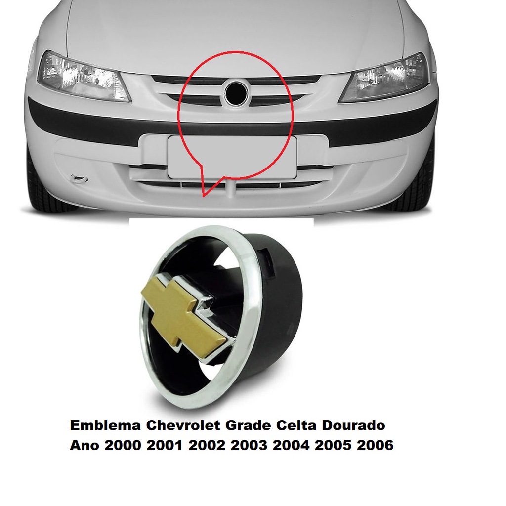 Emblema Grade Celta 2001 a 2006 Logo GM Cromado e Dourado 08035D