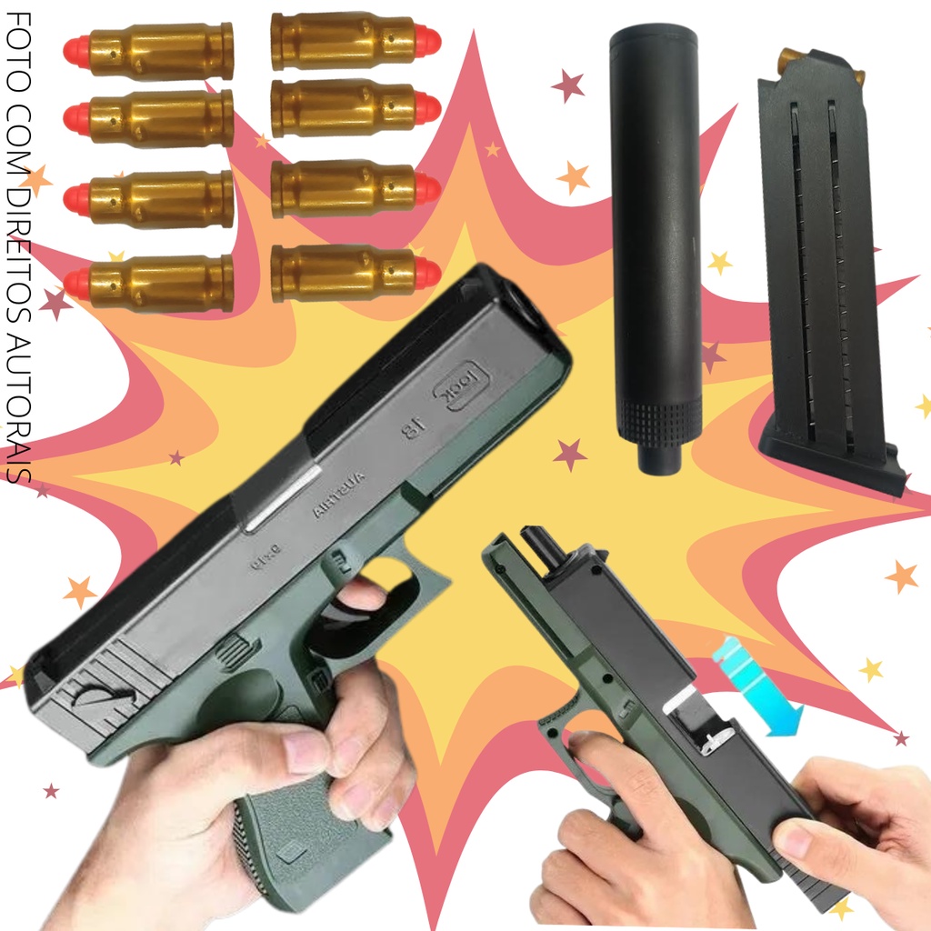 Espingarda / pistola atira dardos de brinquedo infantil arminha e acessórios