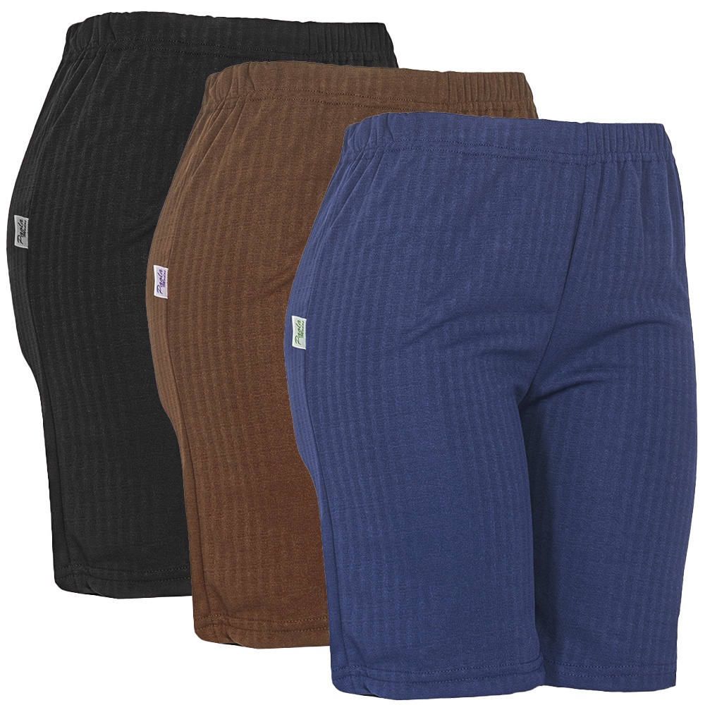 Kit 3 Short De Helanca Lisa Feminina Cós Elástico Senhora