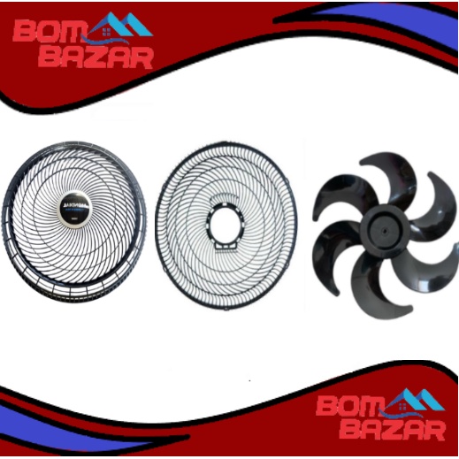 Kit Completo Hélice + Grade Dianteira e Traseira Ventilador Mondial 40cm Preto