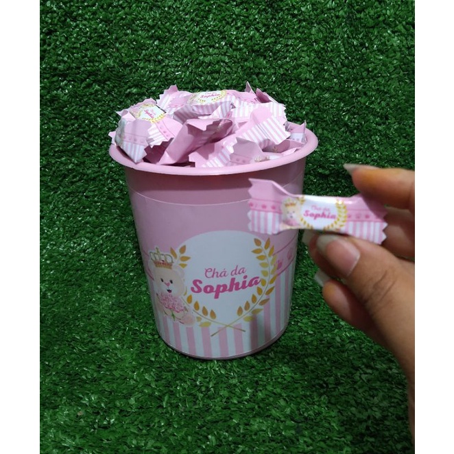 kit 100 balas personalizadas chá de bebê / chá de fralda/ lembrancinha tema ursinha princesa/realeza menina ± baldinho