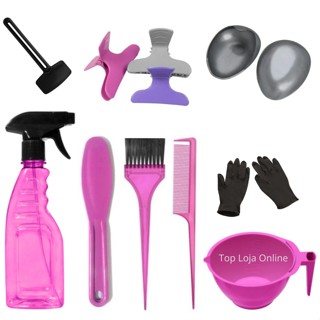 Kit Salão Cumbuca Pincel Pente Espátula Borrifador