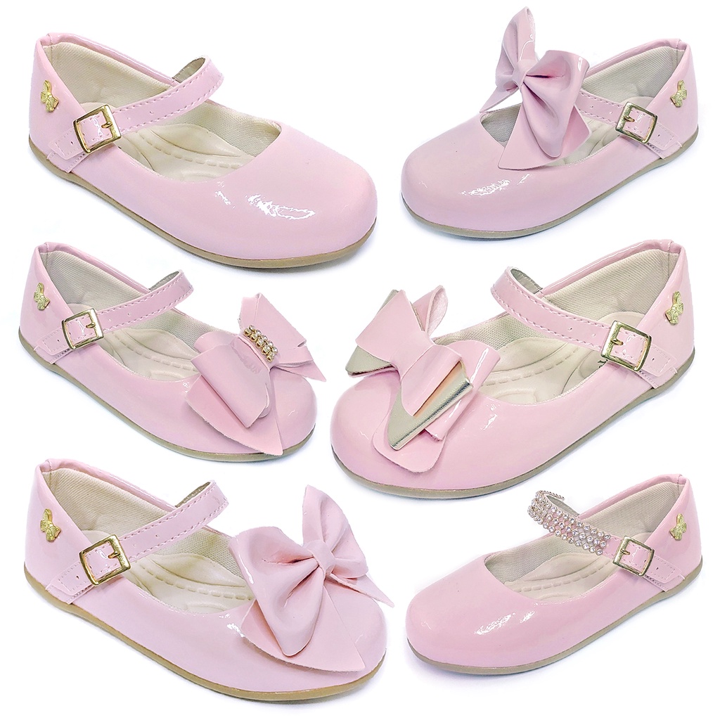 Sapatilha Infantil Menina Casual Verniz Modelos Rosa Bebê Blogueirinha - 20 ao 27
