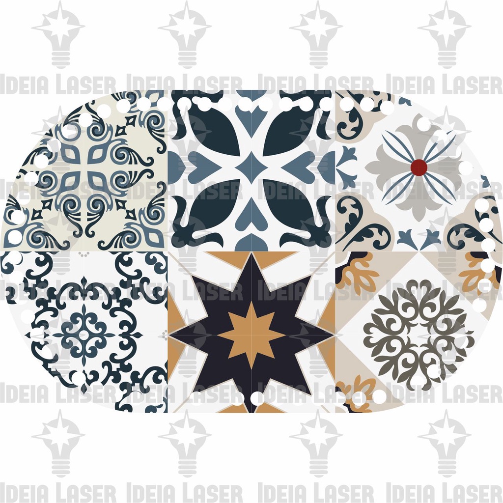 Base MDF Fio de Malha Crochê Base Reta e Mateira Azulejo Português Mod1 18x28