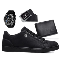 Kit Tênis Masculino London Polo Fran Sapatênis Casual + Relógio + Carteira + Cinto London