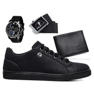 Kit Tênis Masculino London Polo Fran Sapatênis Casual + Relógio + Carteira + Cinto London