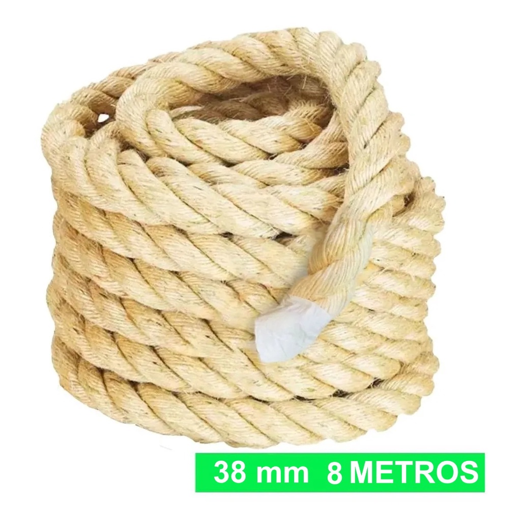 Corda Sisal 38mm 8 Mts Naval Exércicio Funcional Rope Climb