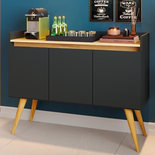 Aparador Buffet Sala Gold 3 Portas com Pés de Madeira Maciça em Oferta na Shopee